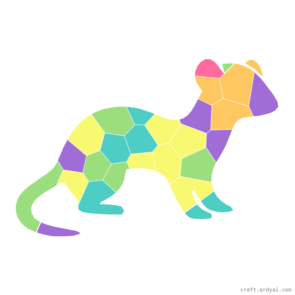 Ferret mosaic sticker template — finished art