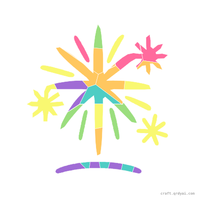 Fireworks mosaic sticker template — finished art preview