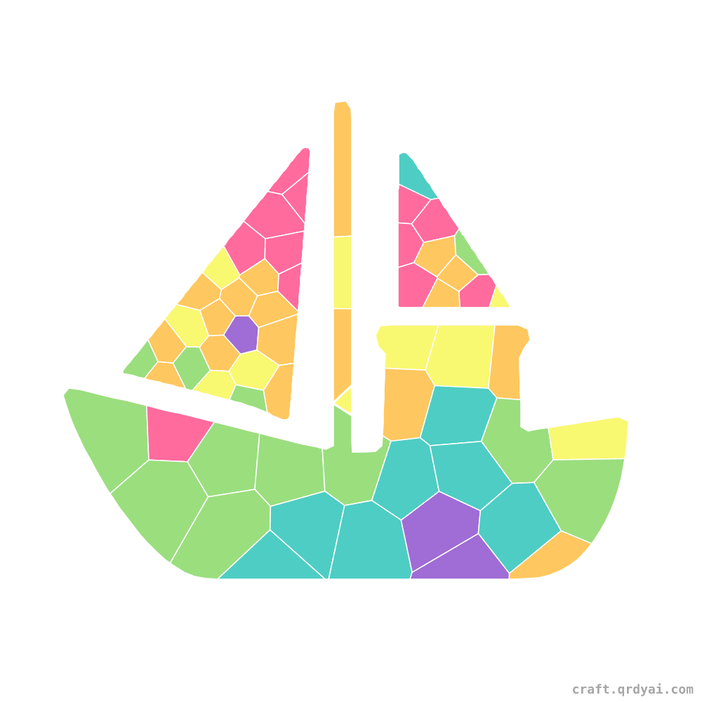 Fishing Boat mosaic sticker template — finished art
