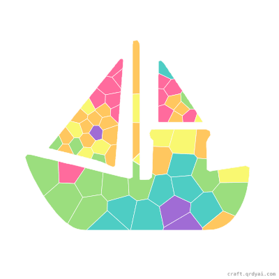 Fishing Boat mosaic sticker template — finished art preview