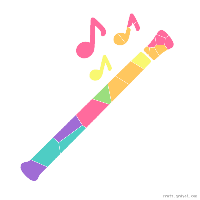 Flute mosaic sticker template — finished art preview