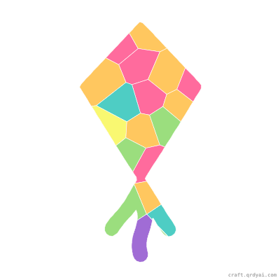 Flying Kite mosaic sticker template — finished art preview