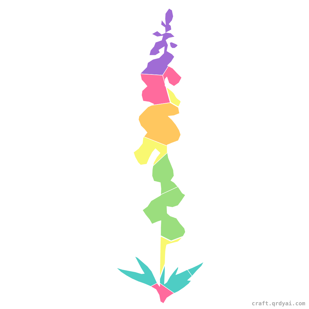 Foxglove mosaic sticker template — finished art