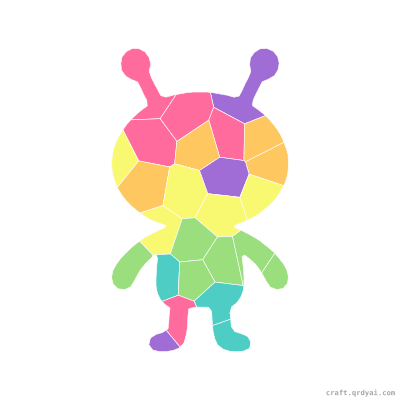 Friendly Alien mosaic sticker template — finished art preview