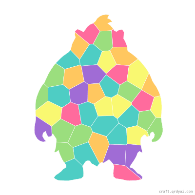 Friendly Ogre mosaic sticker template — finished art preview