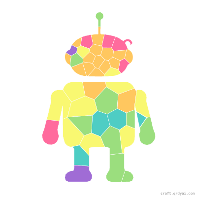 Friendly Robot mosaic sticker template — finished art preview