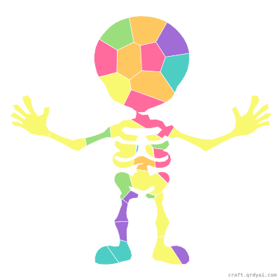 Friendly Skeleton mosaic sticker template — finished art preview