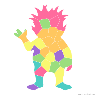 Friendly Troll mosaic sticker template — finished art preview