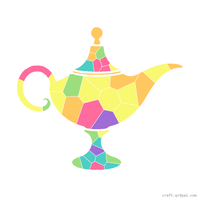 Genie Lamp mosaic sticker template — finished art preview