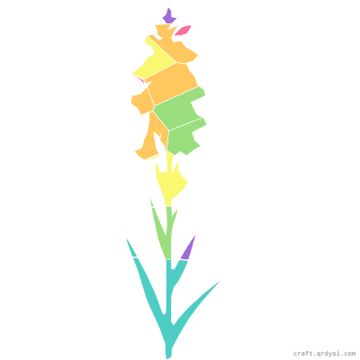 Gladiolus mosaic sticker template — finished art preview