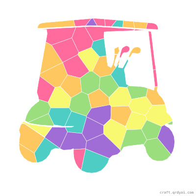 Golf Cart mosaic sticker template — finished art preview