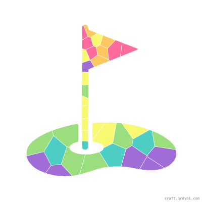 Golf Flag mosaic sticker template — finished art preview