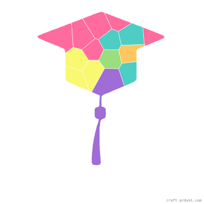 Graduation Cap mosaic sticker template — finished art preview