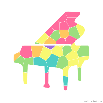 Grand Piano mosaic sticker template — finished art preview