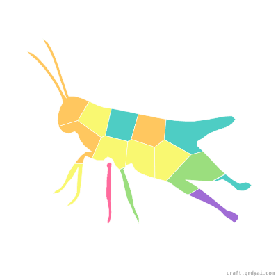 Grasshopper mosaic sticker template — finished art preview