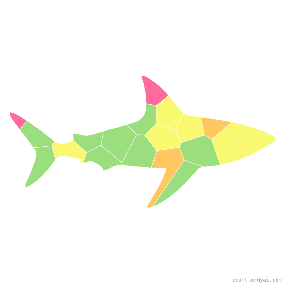 Great White Shark mosaic sticker template — finished art