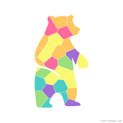 Grizzly Bear mosaic sticker template — finished art preview