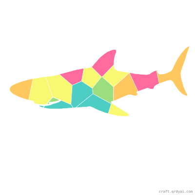 Hammerhead Shark mosaic sticker template — finished art preview