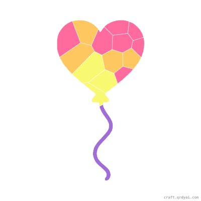 Heart Balloon mosaic sticker template — finished art preview