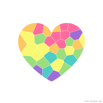Heart Shape mosaic sticker template — finished art preview