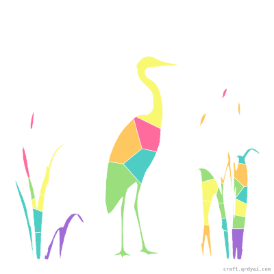 Heron mosaic sticker template — finished art preview
