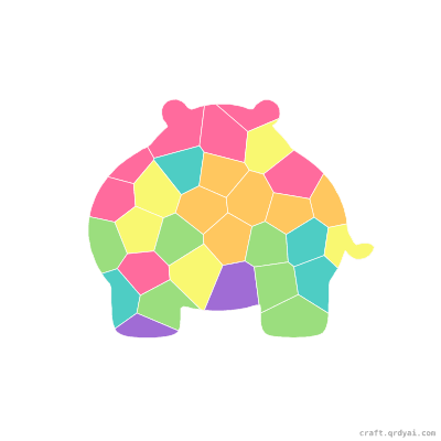 Hippopotamus mosaic sticker template — finished art preview