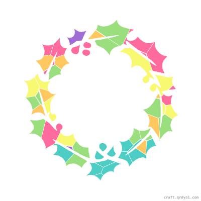 Holly Wreath mosaic sticker template — finished art preview