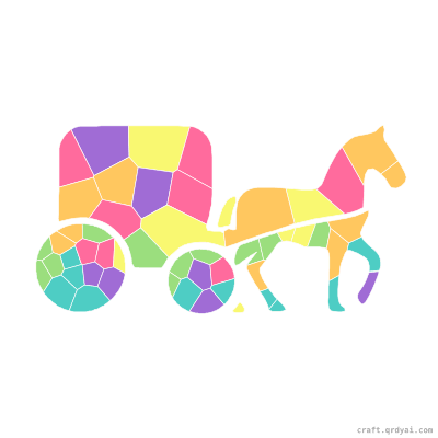 Horse-Drawn Carriage mosaic sticker template — finished art preview
