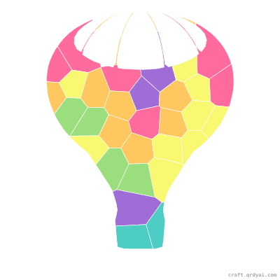 Hot Air Balloon mosaic sticker template — finished art preview