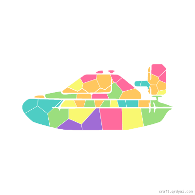 Hovercraft mosaic sticker template — finished art preview