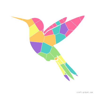 Hummingbird mosaic sticker template — finished art preview
