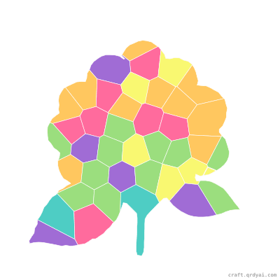 Hydrangea mosaic sticker template — finished art preview
