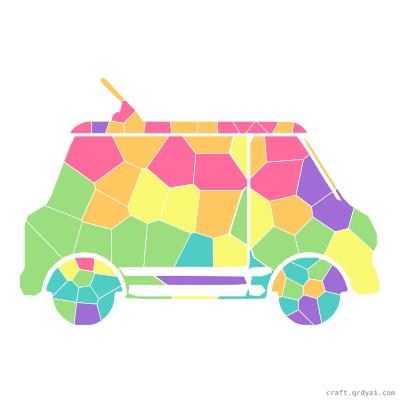 Ice Cream Truck mosaic sticker template — finished art preview