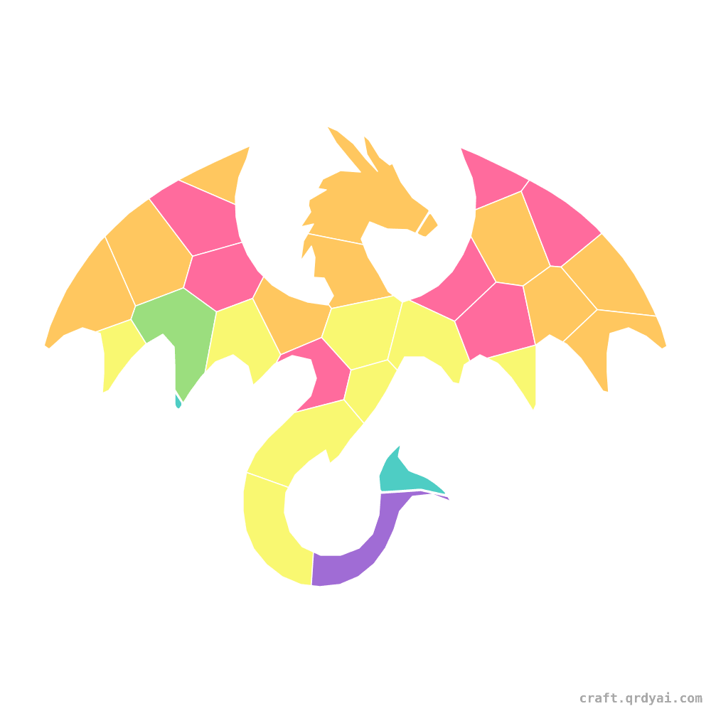 Ice Dragon mosaic sticker template — finished art