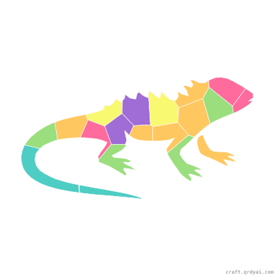 Iguana mosaic sticker template — finished art preview