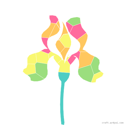 Iris Flower mosaic sticker template — finished art preview