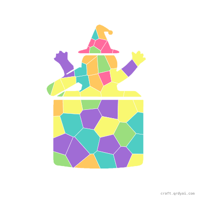 Jack-in-the-Box mosaic sticker template — finished art preview