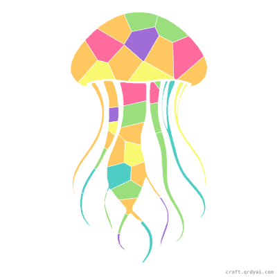 Jellyfish mosaic sticker template — finished art preview