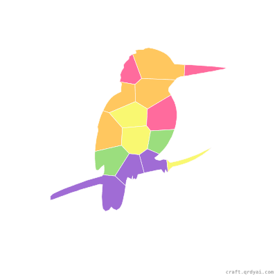 Kingfisher mosaic sticker template — finished art preview