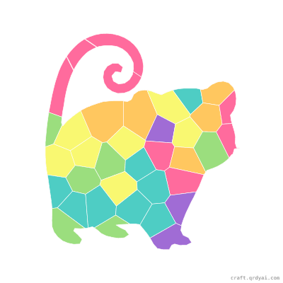 Kinkajou mosaic sticker template — finished art preview
