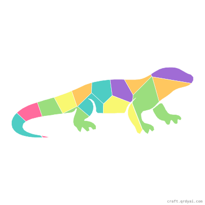 Komodo Dragon mosaic sticker template — finished art preview