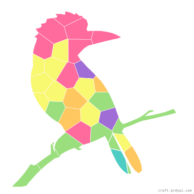 Kookaburra mosaic sticker template — finished art preview