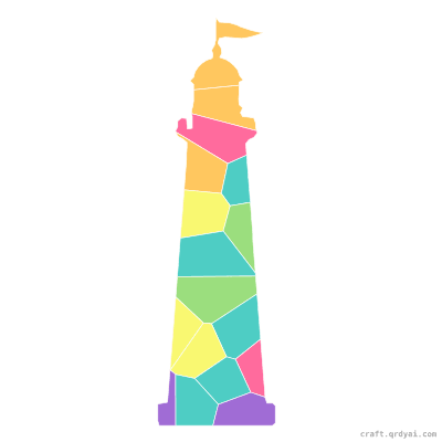 Lighthouse mosaic sticker template — finished art preview