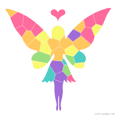 Little Fairy mosaic sticker template — finished art preview