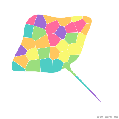 Manta Ray mosaic sticker template — finished art preview