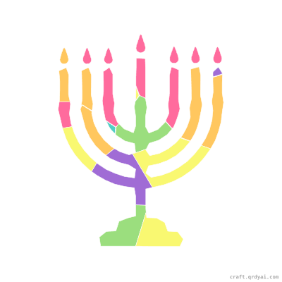 Menorah mosaic sticker template — finished art preview