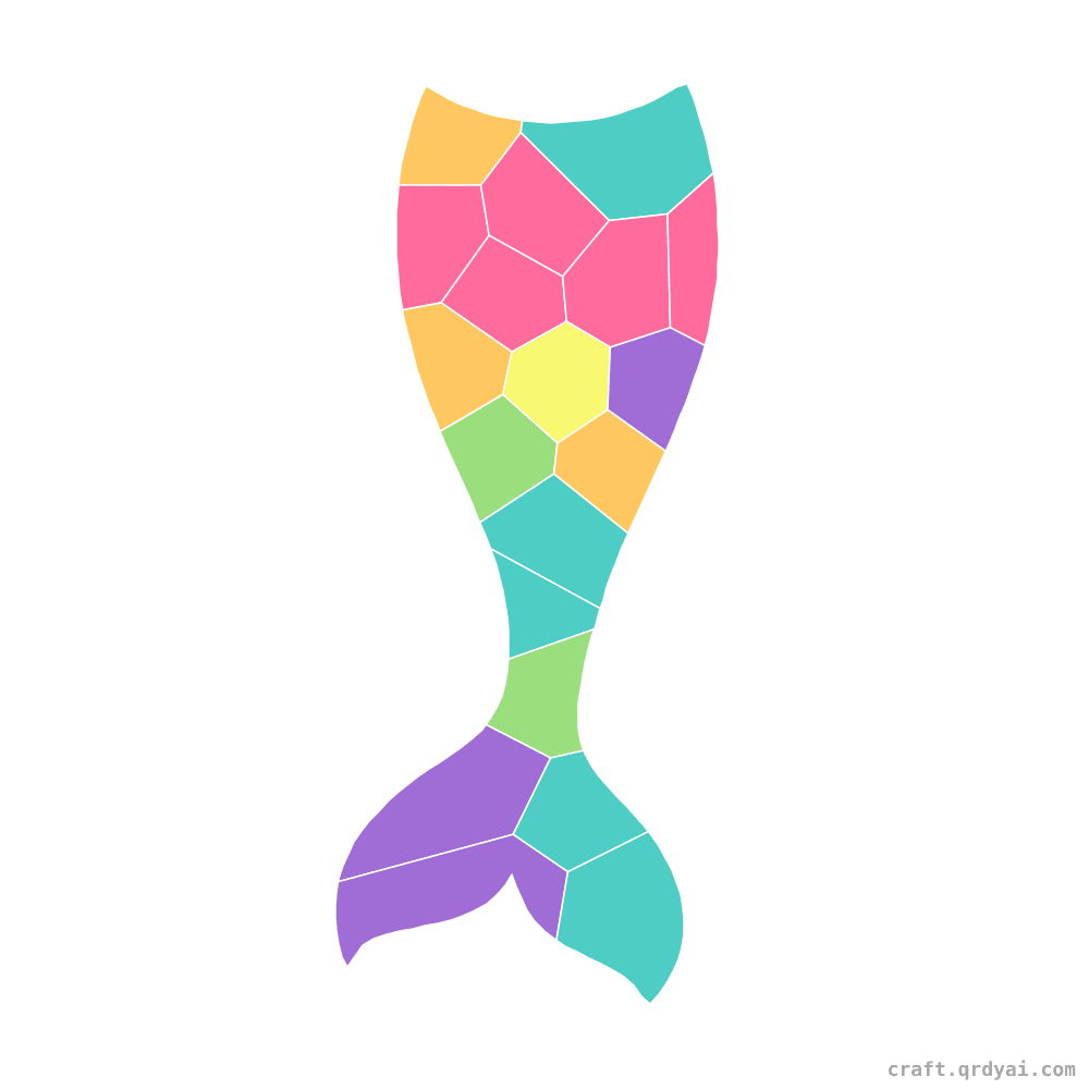 Mermaid Tail mosaic sticker template — finished art