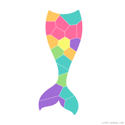 Mermaid Tail mosaic sticker template — finished art preview