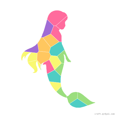 Mermaid mosaic sticker template — finished art preview