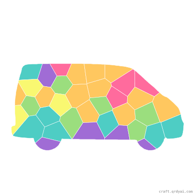 Minivan mosaic sticker template — finished art preview